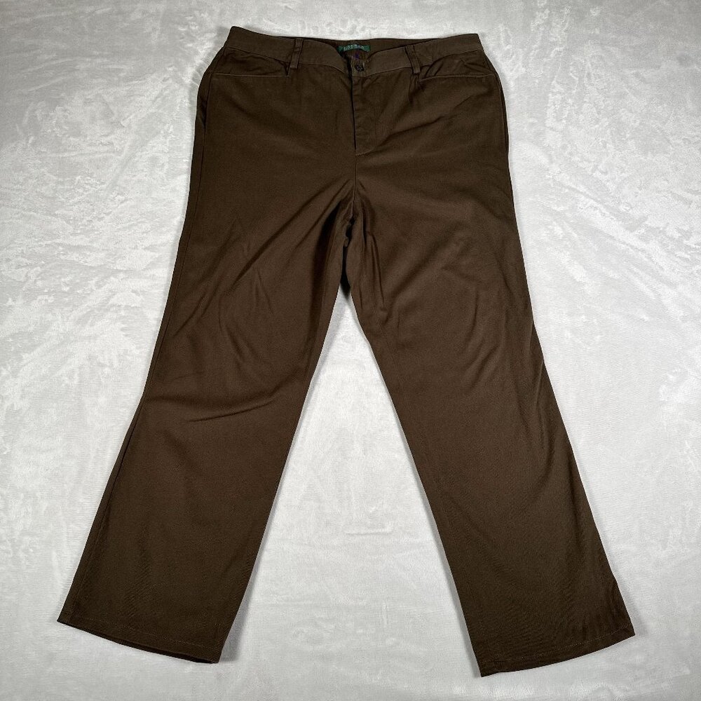 Lauren Ralph Lauren Pants Women Size 12 Brown Straight Legs Cotton Blend W34 L27